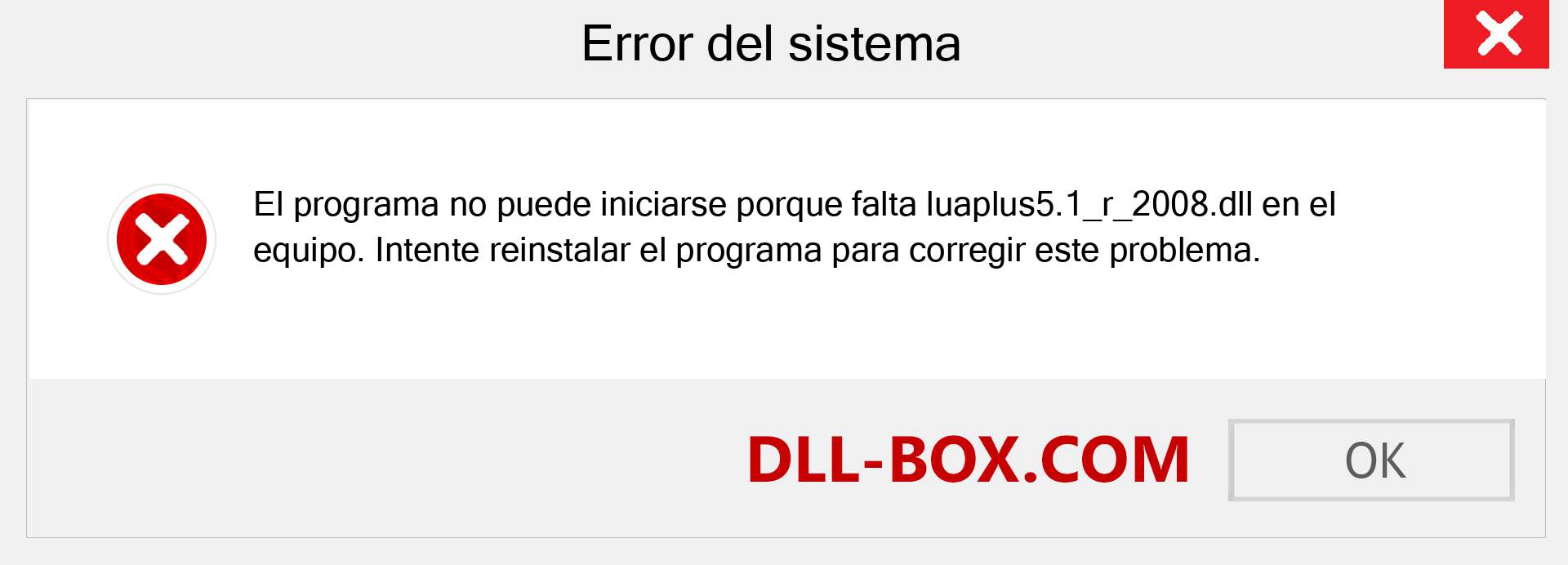 ¿Falta el archivo luaplus5.1_r_2008.dll ?. Descargar para Windows 7, 8, 10 - Corregir luaplus5.1_r_2008 dll Missing Error en Windows, fotos, imágenes